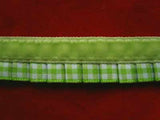L042 15mm Lime Greens, Velvet on a Gathered Gingham Ribbon - Ribbonmoon