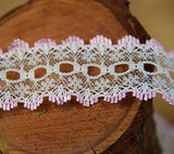 L360 35mm White and Tea Rose Pink Knitting in or Eyelet Lace