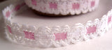 L475 16mm White and Pink Insertion Lace - Ribbonmoon