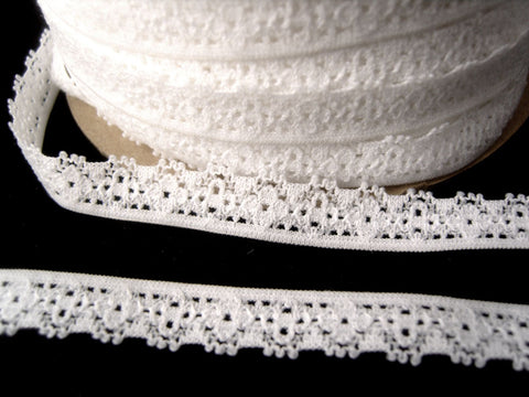L510 12mm White Lightly Elasticated Flat Lace