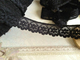 L600 27mm Black Elasticated Flat Lace