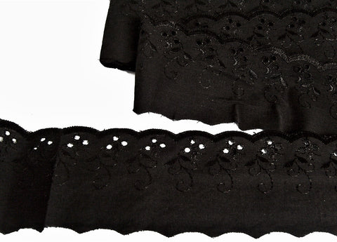 L630 76mm Black Flat Anglaise Lace