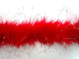 MARAB15 Red and Silver Marabou String (Swansdown). Turkey Feather - Ribbonmoon