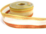 R4268 40mm Sheer Ribbon with Metallic Borders and Gimp Stitch Stripes