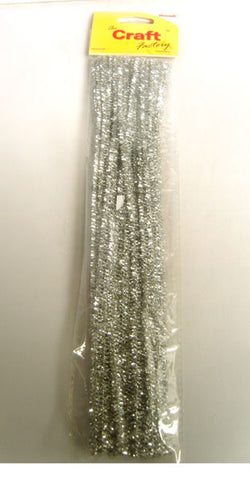 PIPE CLEANERS - SILVER GLITTER CHENILLE - Ribbonmoon