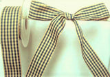 R0080 35mm Navy-Antique Cream Rustic Gingham Ribbon by Berisfords