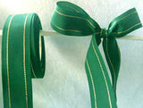 R0106 39mm Deep Hunter Green Polyester Ribbon,Thin Metallic Stripes - Ribbonmoon