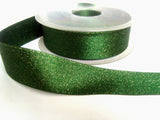 R0126 25mm Hunter Green-Gold Glitter Satin Ribbon by Berisfords