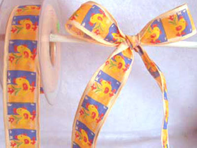 R0147L 27mm Easter Chick Printed Taffeta Ribbon by Berisfords