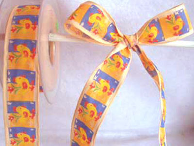 R0147 27mm Easter Chick Design Ribbon, Wire Edge - Ribbonmoon