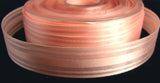 R0235 21mm Peach Melba Single Satin Ribbon with Sheer Stripes by Berisfords