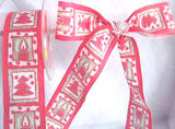 R0252 41mm Red, Grey and White Christmas Design Ribbon - Ribbonmoon