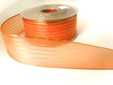 R0260 39mm Apricot Sheer Ribbon with Thin Metallic Gold Stripes