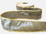 R0287 40mm Silver Grey Thick Polyester Ribbon, Metallic Gold Edges
