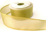 R0314 40mm Straw Woven Sheer Ribbon. Wire Edge