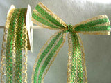 R0393 40mm Emerald Green and Gold Metallic Lace Ribbon with Wired Borders - Ribbonmoon