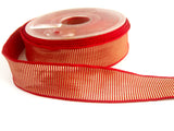 R0397L 26mm Red and Metallic Gold Grosgrain Ribbon, Wire Edged
