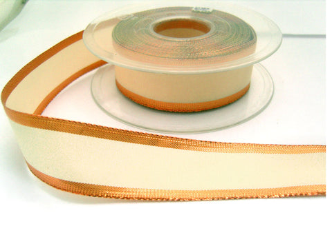 R0407 26mm Metallic Copper and Cream Polyester Ribbon