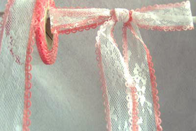 R0409 32mm White Lace Ribbon with Acetate Borders - Ribbonmoon