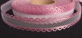R0445C 15mm White Tulle Ribbon with Pink Acetate Borders - Ribbonmoon