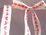 R0458 22mm White and Red Acetate Love Heart Ribbon - Ribbonmoon
