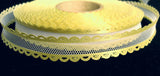 R0461 17mm White Tulle Ribbon with Sunny Lime Green Acetate Borders - Ribbonmoon