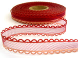 R0462 17mm Wine Tulle Ribbon with Pink and Russet Acetate Borders