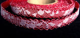 R0466 11mm Red Acetate Ribbon under a White Lace - Ribbonmoon