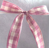 R0470 30mm Dusky Pink and Natural Rustic Gingham Ribbon. Wire Edge - Ribbonmoon