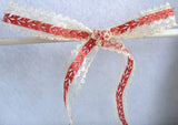 R0487 20mm Cream Lace Under a Raspberrry Pink Acetate Ribbon - Ribbonmoon