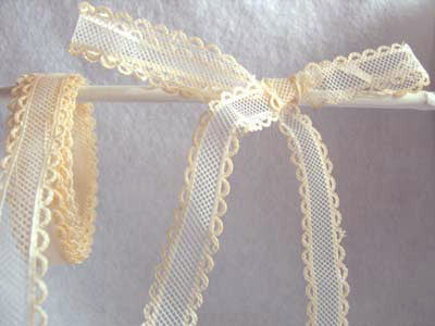 R0488 17mm Cream Tulle Ribbon with Acetate Borders - Ribbonmoon