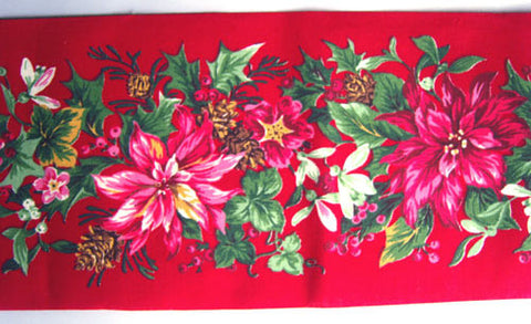 R0494 110mm Vintage Flowery Christmas Ribbon, 100% Cotton