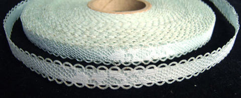 R0499 11mm White Lace over an Aqua Acetate Ribbon