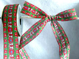 R0526 35mm 100% Cotton Christmas Ribbon, Musical Mouse Design - Ribbonmoon