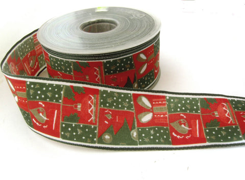 R0531 40mm Christmas Design Ribbon, Wire Edge