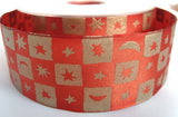 R0535 40mm Rust Ribbon with a Metallic Bronze Print - Ribbonmoon