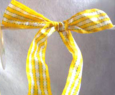 R0555 40mm Yellow and White Gingham Ribbon with Emerald Banded Stripes - Ribbonmoon