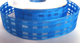 R0569 26mm Royal Blue Sheer-Fine Grosgrain Check Ribbon. Wire Edge