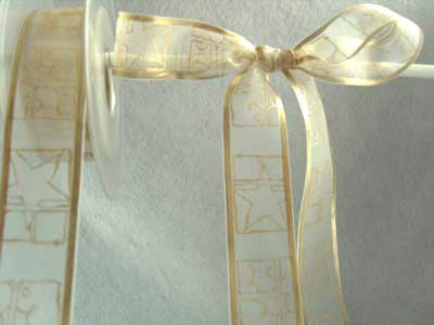 R0600 26mm Sheer Ribbon with a Metallic Gold Print - Ribbonmoon