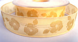 R0612 25mm Cream Translucent Ribbon with an Apple Print - Ribbonmoon