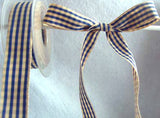 R0619 25mm Navy and Cream Rustic Polyester Gingham Ribbon by Berisfords - Ribbonmoon
