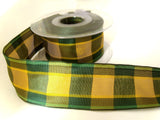 R0629 40mm Greens and Yellow Polyester Gingham Ribbon