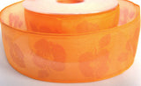 R0687 42mm Orange Translucent Ribbon with an Apple Design Print - Ribbonmoon
