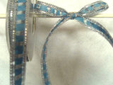 R0695 15mm Woven Metallic and Satin with a Dusky Blue Paper Ribbon - Ribbonmoon