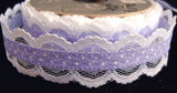R0712 30mm Cotton Lilac Ribbon over a White Lace - Ribbonmoon