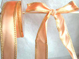 R0770 31mm Peach Melba Single Faced Satin Ribbon, Metallic Gold Edge - Ribbonmoon