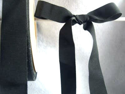 R0866 25mm Black Polyester Grosgrain Petersham Ribbon - Ribbonmoon