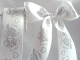 R0894 50mm White Satin Ribbon with a Wedding Design Print - Ribbonmoon