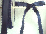 R0935 10mm Navy Double Satin Ribbon with Feather Picot Looped Edges - Ribbonmoon