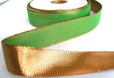 R1035 26mm Green and Copper Metallic Shot Lurex Reversible Ribbon - Ribbonmoon